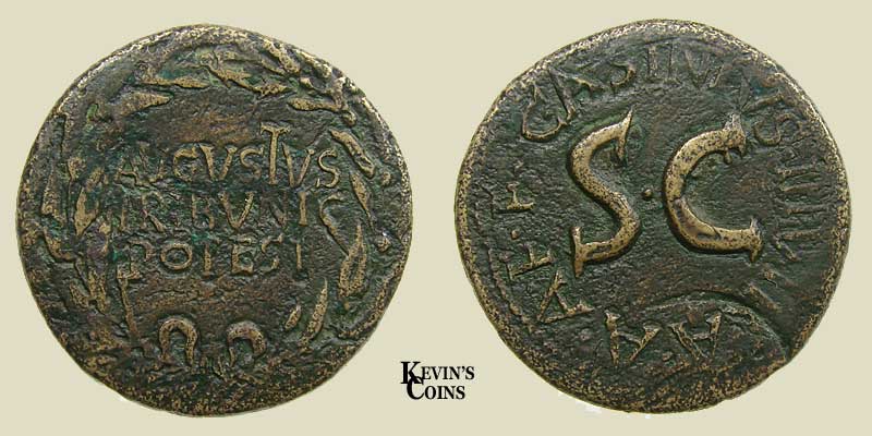 Orichalum Dupondius 18 B.C. Rome C. Asinius Gallus Moneyer