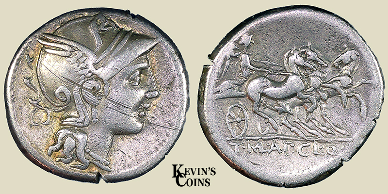 AR Denarius&nbsp;Appius Claudius Pulcher&nbsp;62 B.C. Rome