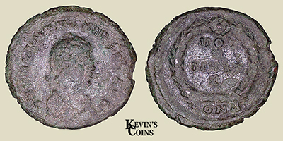 Valentinian II Bronze Half Centenionalis RIC 59a Constantinople