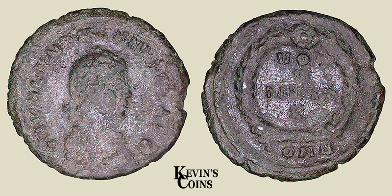 Valentinian II Bronze Half Centenionalis RIC 59a Constantinople