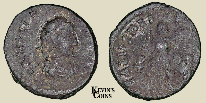 Valentinian II Bronze Half Centenionalis RIC 86a Constantinople