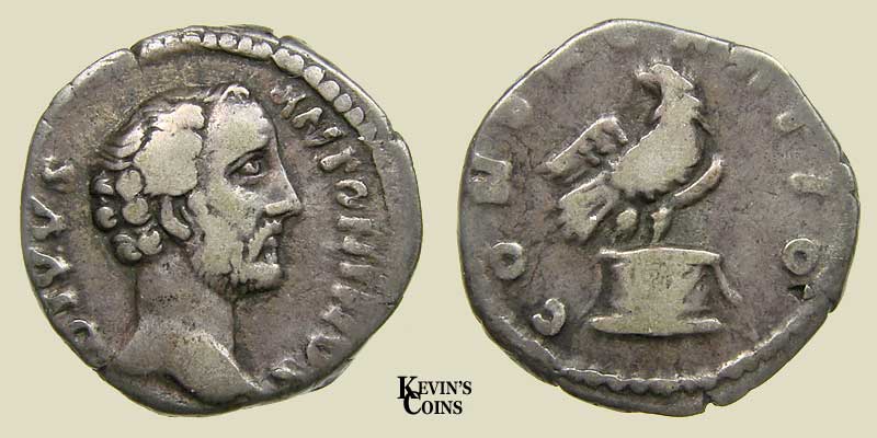 Silver Denarius Struck by Marcus Aurelius  AD 161. Rome RIC 431