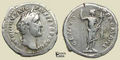 Silver Denarius Struck AD 140-144 Rome RIC 70