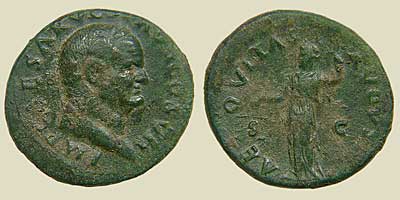 Copper As  Struck 76 A.D. Rome, RIC 580