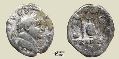 Silver Denarius Struck A.D. 70-72 Rome, RIC 30