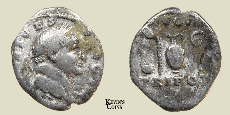 Silver Denarius Struck A.D. 70-72 Rome, RIC 30