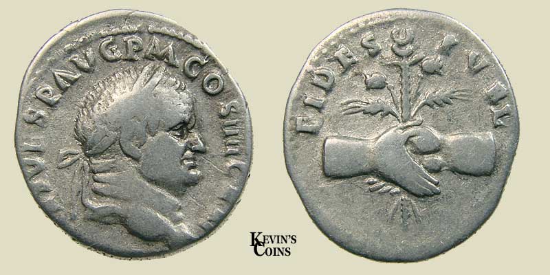 Silver Denarius Struck A.D. 72 Rome, RIC 55