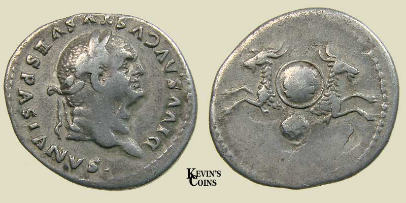 Silver Denarius  Struck A.D. 80 Rome, RIC 63 (Titus)