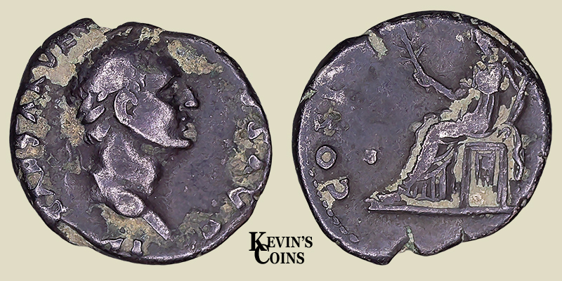 Silver Denarius Struck A.D. 70 Rome, RIC 10