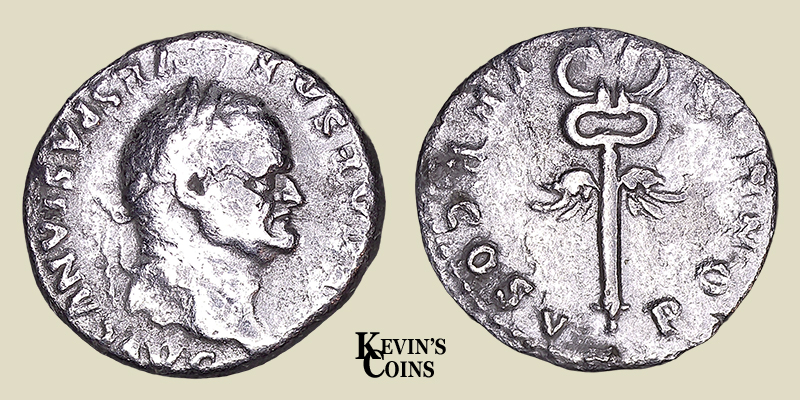 Silver Denarius Struck A.D. 75 Rome, RIC 75
