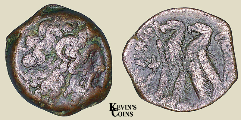 Ptolemy IX or Ptolemy X AE19  113-181 B.C.