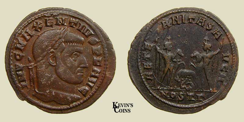 AE Follis of Maxientius RIC 16 Ostia