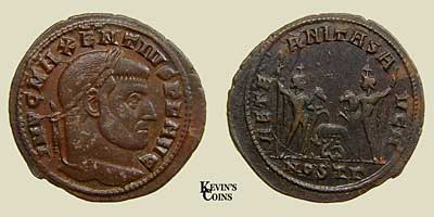 AE Follis of Maxientius RIC 16 Ostia