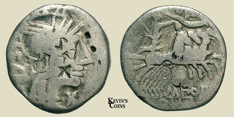 AR Denarius Marcus Porcius Laece